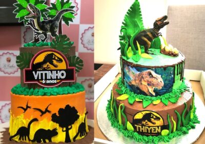 Jurassic Park-themed cake decorations for a fun birthday celebration!
