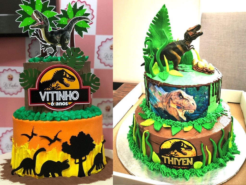 Jurassic Park-themed cake decorations for a fun birthday celebration!