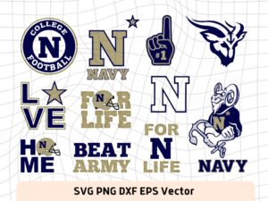 Navy Midshipmen Football SVG, Silhouette Cut Files, College NCAA Logo