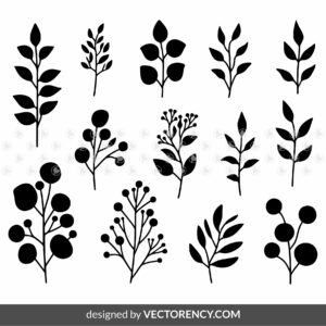 eucalyptus element set (svg, eps, dxf, png)