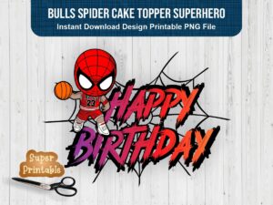 Bulls Spider Cake Topper Superhero Basketball