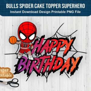 Bulls Spider Cake Topper Superhero Basketball