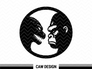 Easy to Cut, Godzilla vs Kong Clipart SVG Cricut, Stencil Version
