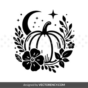 Floral Pumpkin SVG Cut Files, Halloween Design