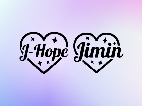J Hope Jimin SVG BTS Vectorency BTS Heart Name SVG Cut File