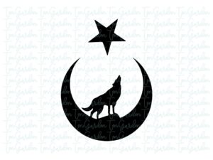 Wolf and Moon Star Design SVG Image