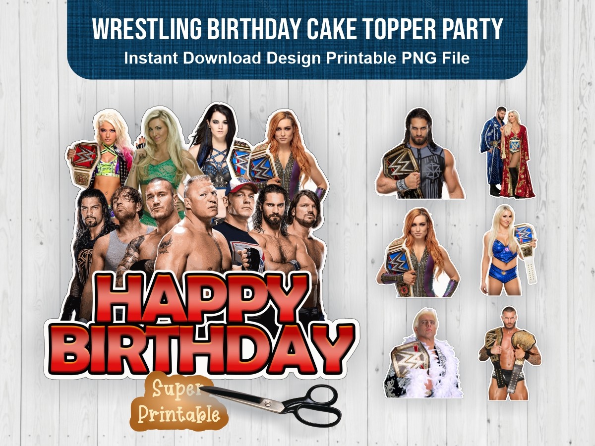 Wrestling Birthday Cake Topper Party Decorations