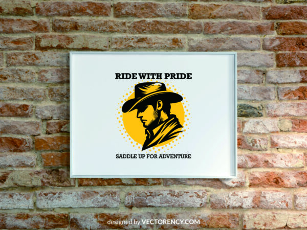 cowboy sign poster Ride with pride Vectorency Cowboy Ride with Pride T-Shirt Design