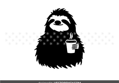 Black Grumpy Sloth Coffee SVG