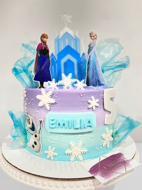 Frozen Cake ombre purple blue snowflakes Blue glass iced Emili Vectorency 15 Frozen Birthday Cake Ideas for a Magical Celebration