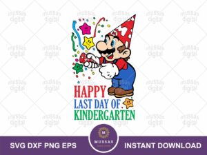 Happy Last Day of Kindergarten SVG, Mario Bros EPS, School, PNG