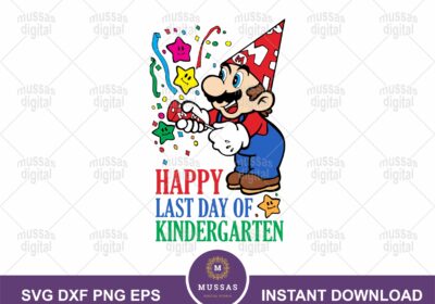 Happy Last Day of Kindergarten SVG, Mario Bros EPS, School, PNG