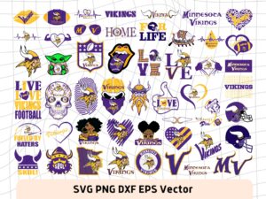Minnesota Vikings SVG Cut File Bundle, NLF Football PNG