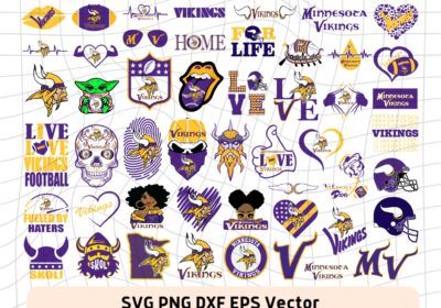 Minnesota Vikings SVG Cut File Bundle, NLF Football PNG