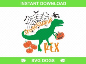 Spooky Dinosaur Pumpkin and Halloween-themed SVG, PNG, EPS, and DXF files.