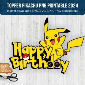 Topper Pikachu PNG Printable 2024