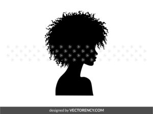 black woman with shoulder curly hair silhouette