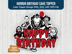 horror birthday cake topper