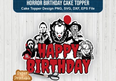 horror birthday cake topper