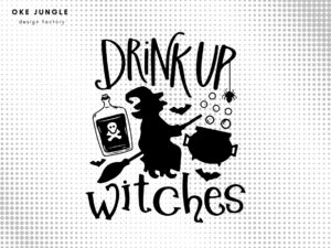 Drink Up Witches Black SVG Silhouette Download