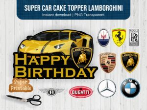 Super Car Cake Topper PNG Download Lamborghini Bugatti BMW