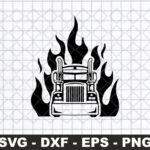 Truck driver SVG On flame vector art