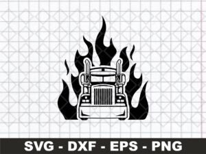 Truck driver SVG On flame vector art