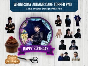 wednesday addams cake topper png