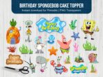 Birthday SpongeBob Topper Cake PNG