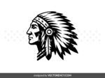 Cherokee Indian American Black and White Illustration SVG