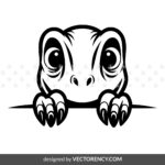 Peeking Velociraptor Dinosaur vector